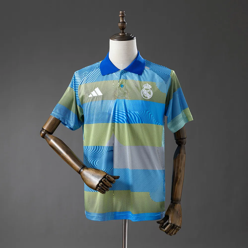 Real Madrid 25/26 POLO - Green Striped Tray — 1/2