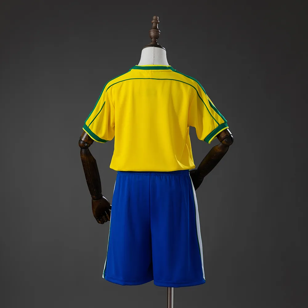 Brazil 1998 Home Retro Kids Kit Jersey