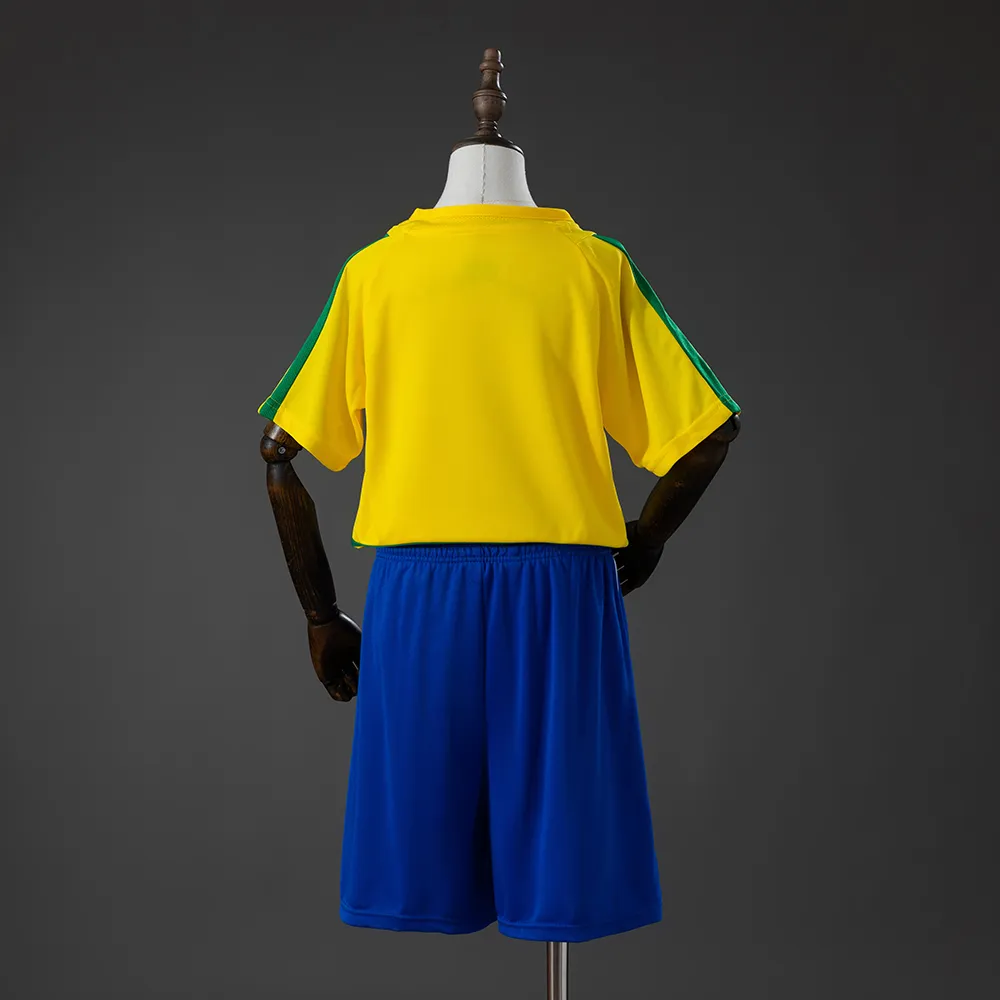 Brazil 2002 Home Retro Kids Kit Jersey