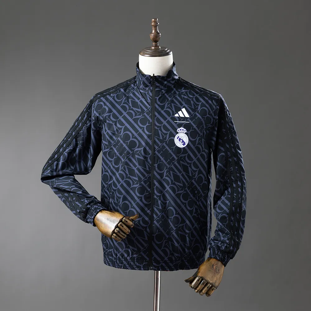 Real Madrid Reversible Jacket Windbreaker - Red & Heiss — 1/2