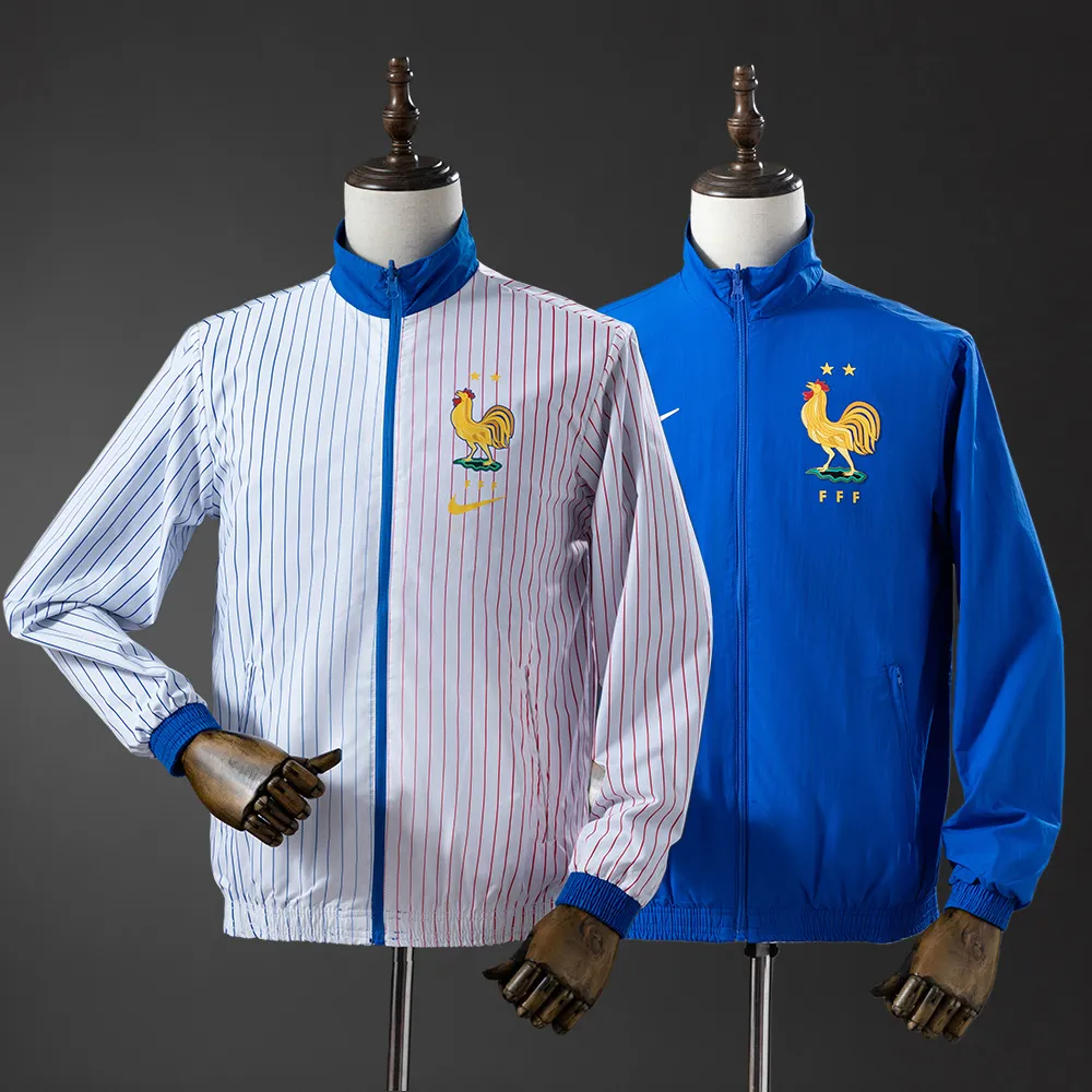 French Reversible Jacket Windbreaker - White & Blue — 1/2