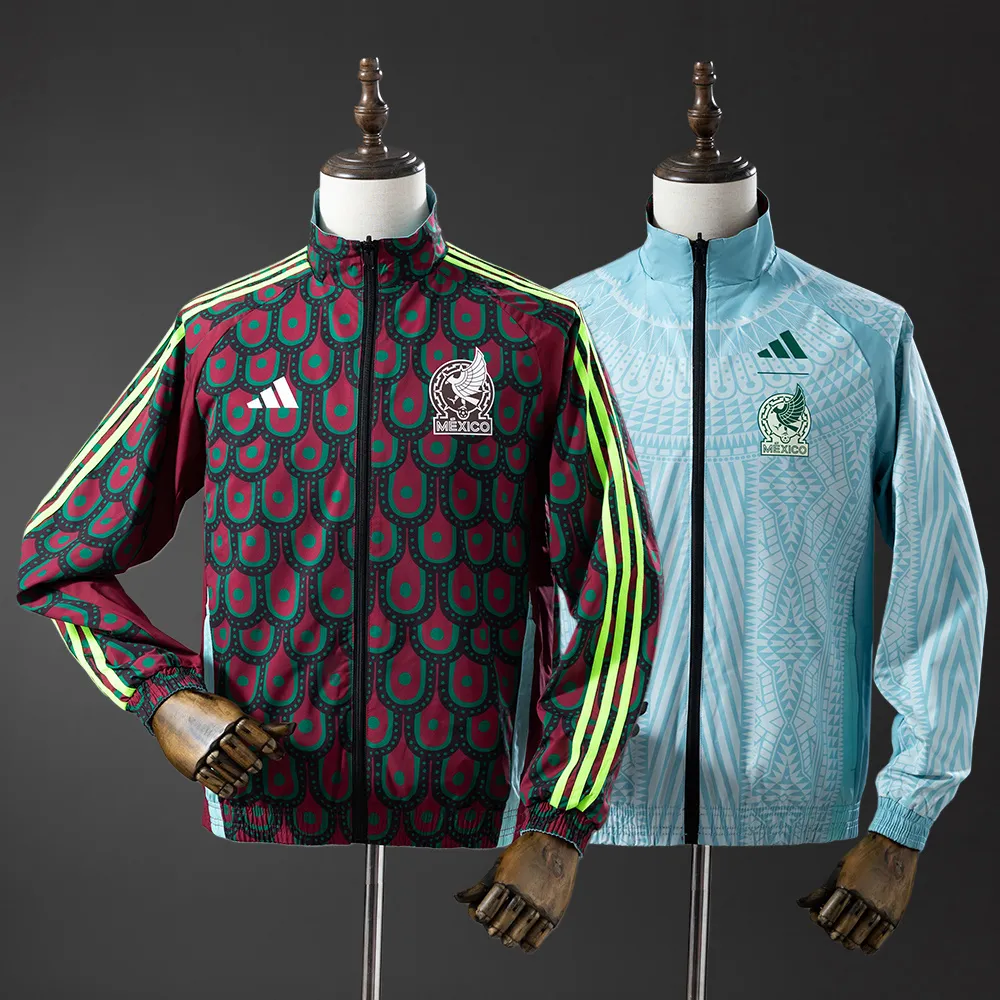 Mexico Reversible Jacket Windbreaker - Red & Sky Blue — 1/2