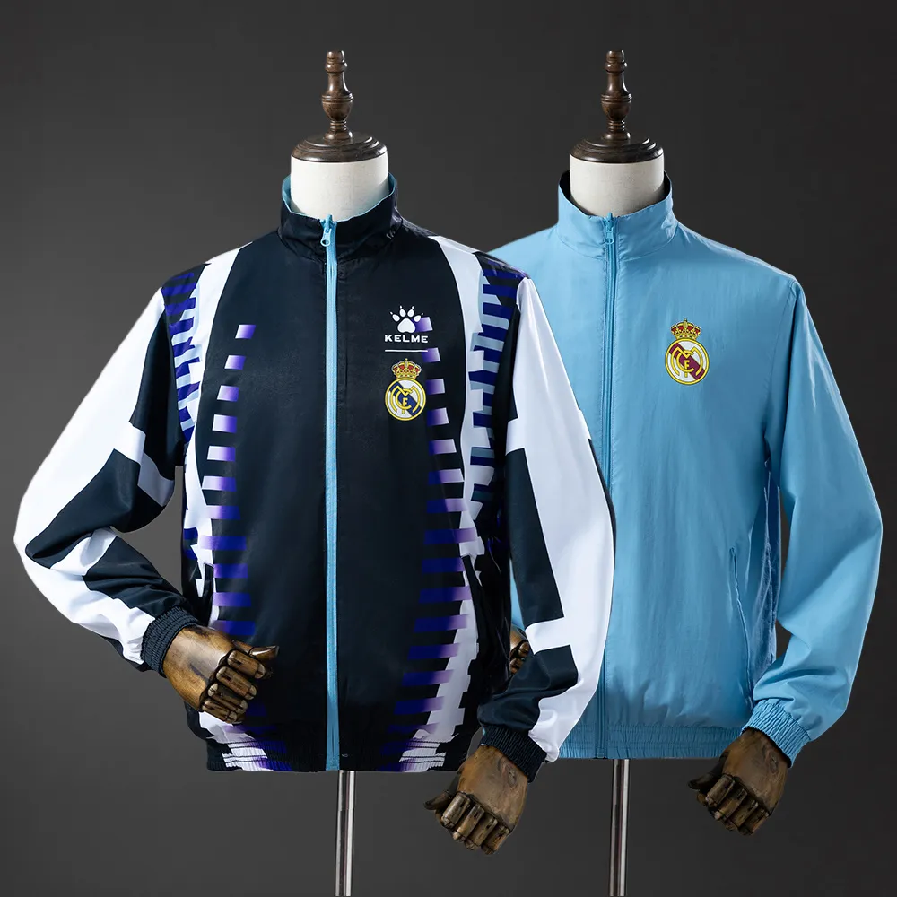 Real Madrid Reversible Jacket Windbreaker - Navy & Sky Blue — 1/2