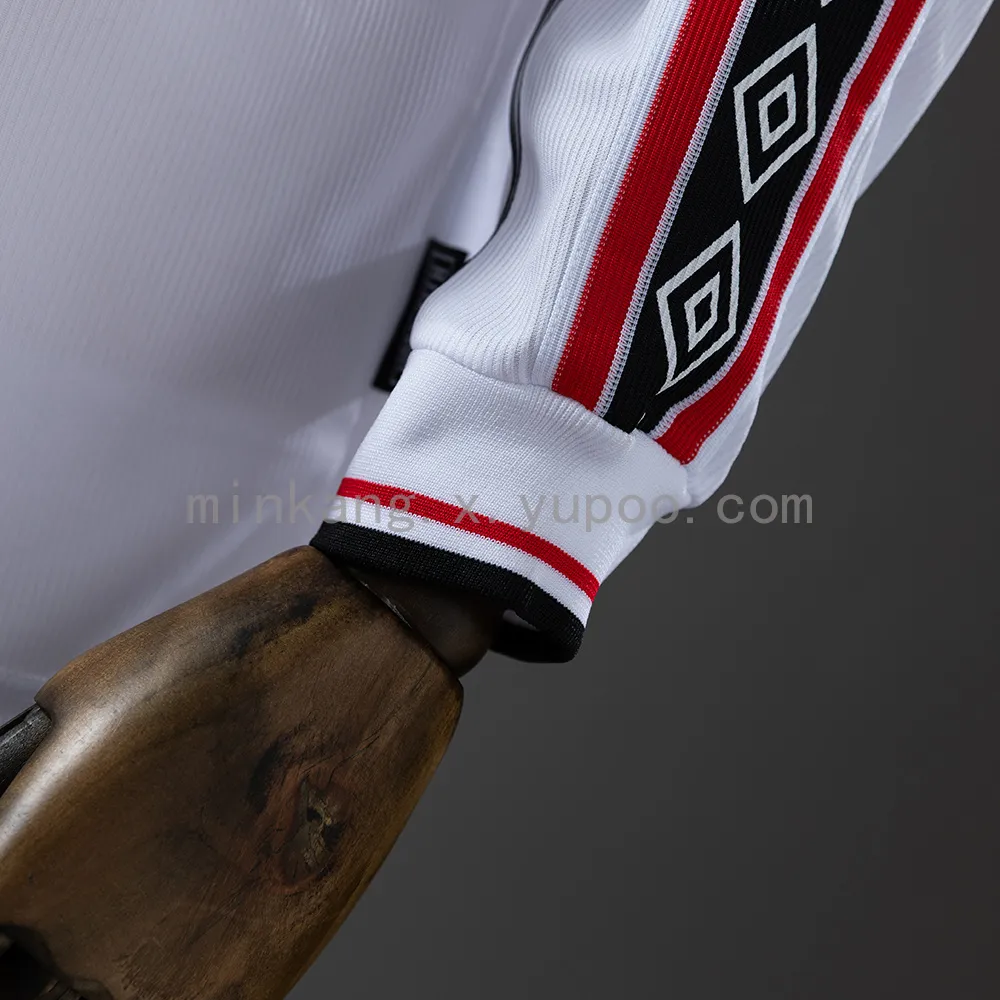 M-U 98/99 White Long Sleeve Retro Jersey