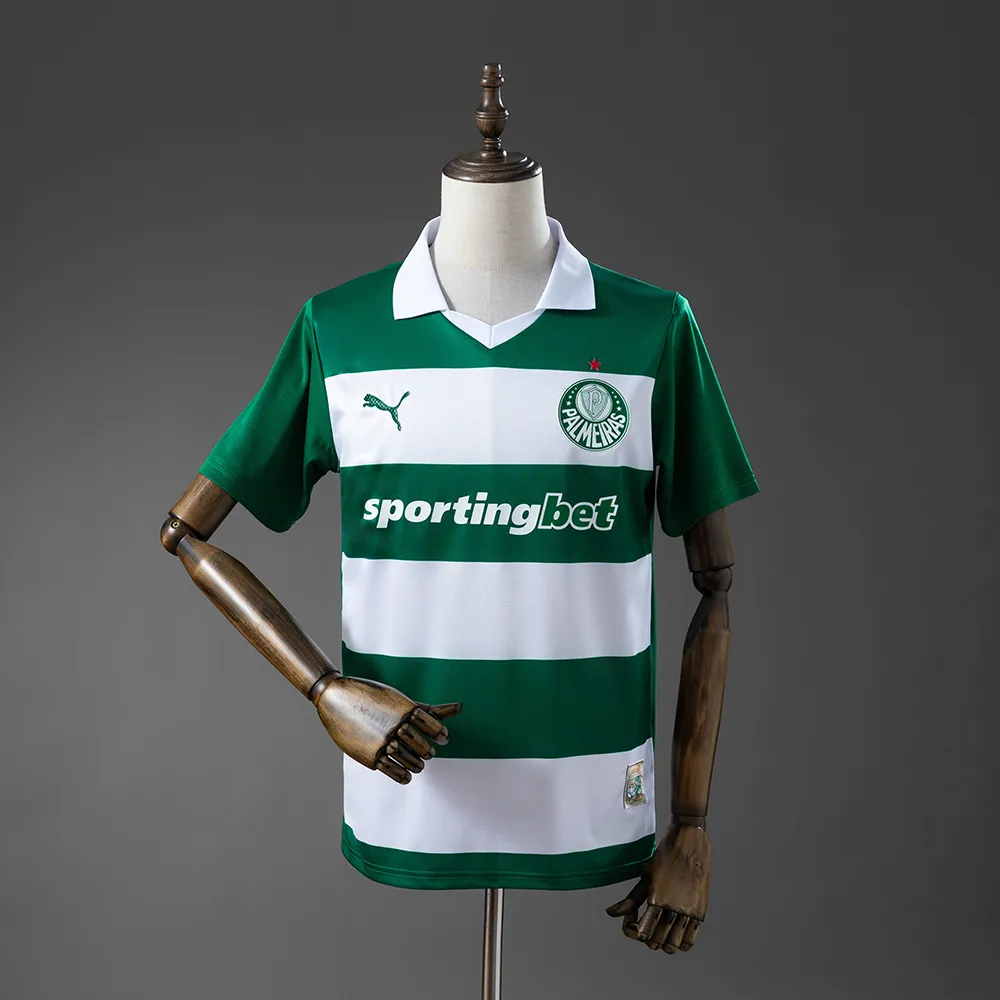 Palmeiras 25/26 Special Edition - White and Green Striped Jersey — 1/2