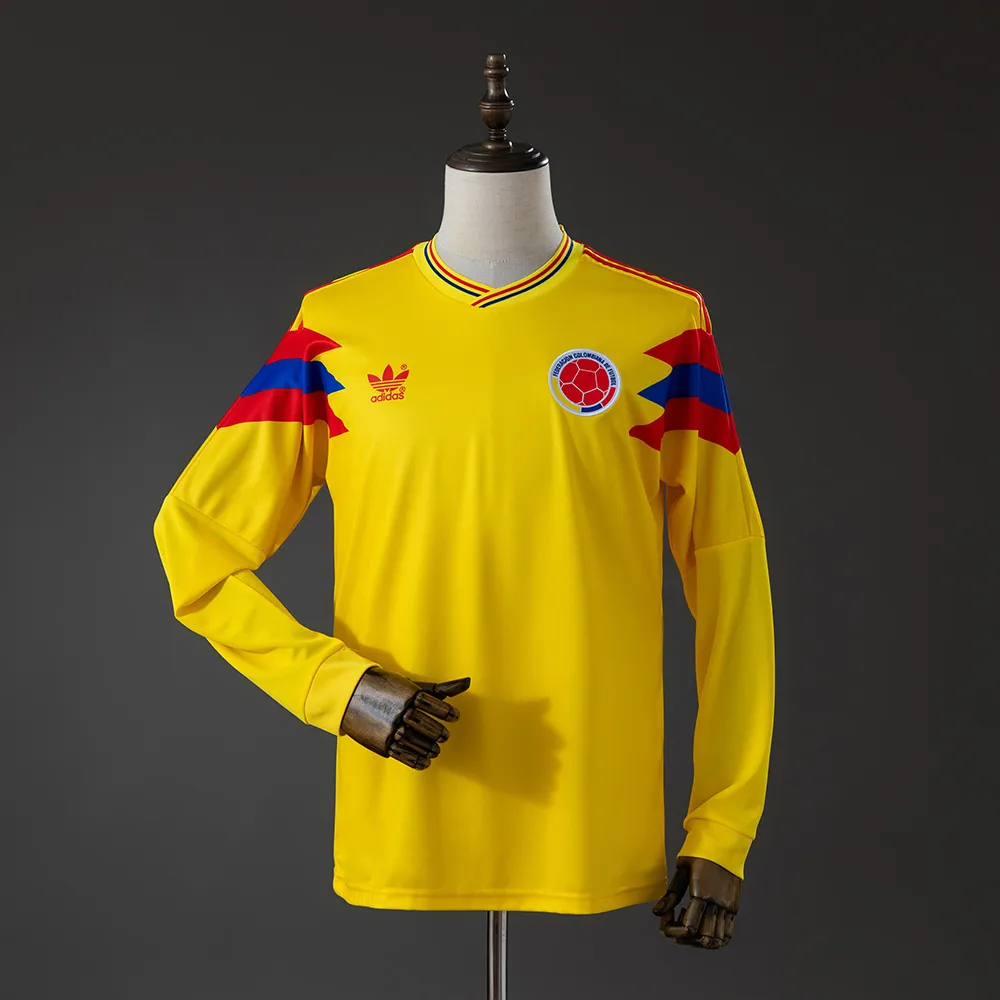 Colombia 1990 Originals Retro Home Long Sleeve Jersey — 1/2