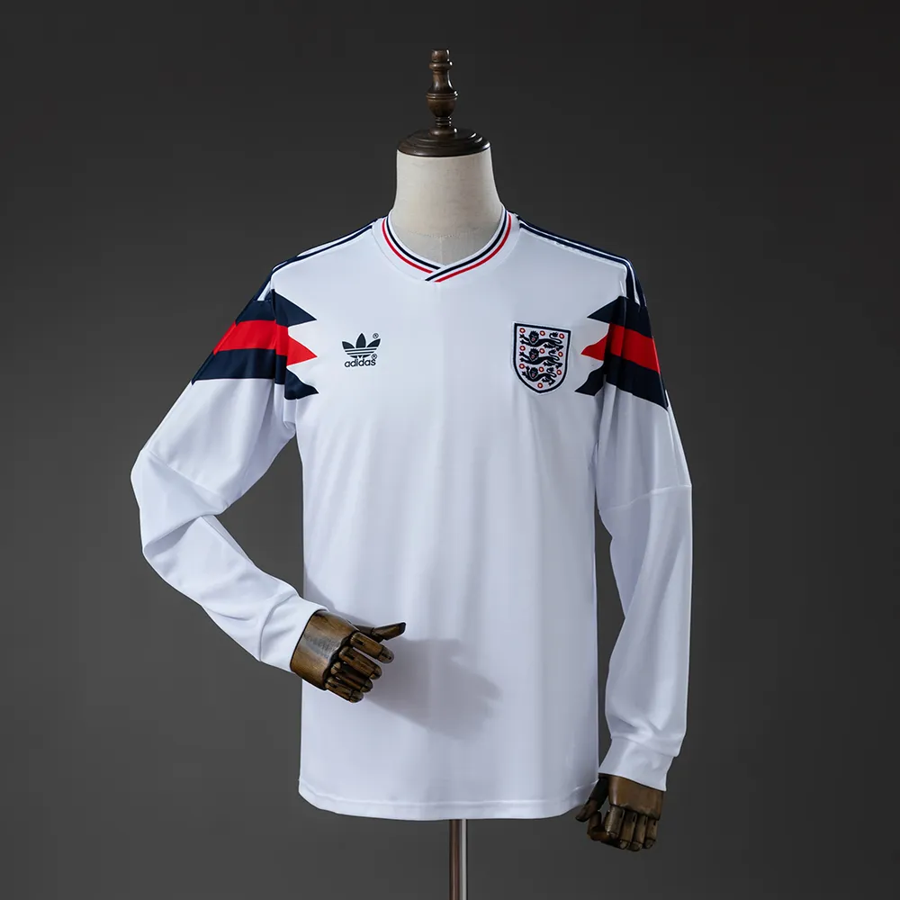England 1990 Home Retro Long Sleeve Jersey — 1/2