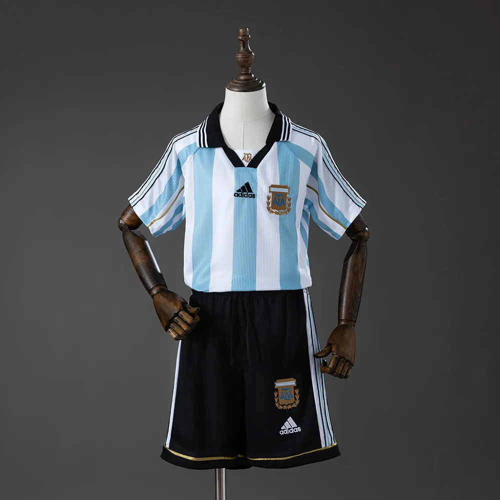 Argentina 1998 Home Retro Kids Kit Jersey — 2/2