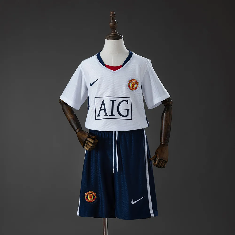 M-U 0809 Away (League Edition) Retro Kids Kit Jersey- — 2/2