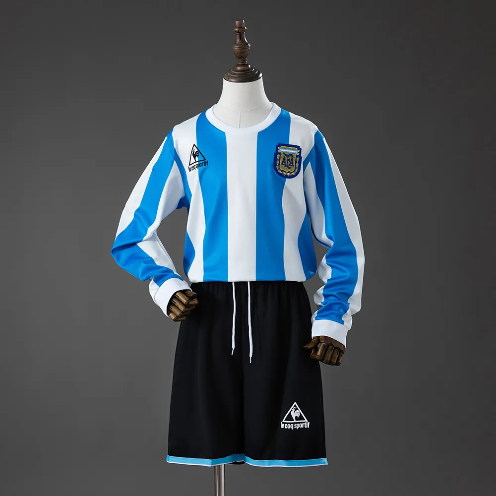 Argentina 1998 Home Retro Long-Sleeved Kids Kit Jersey — 2/2