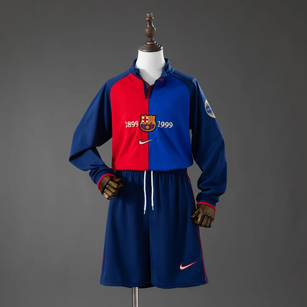 Barcelona 100th Anniversary Retro Long-Sleeve Kids Kit Jersey — 2/2