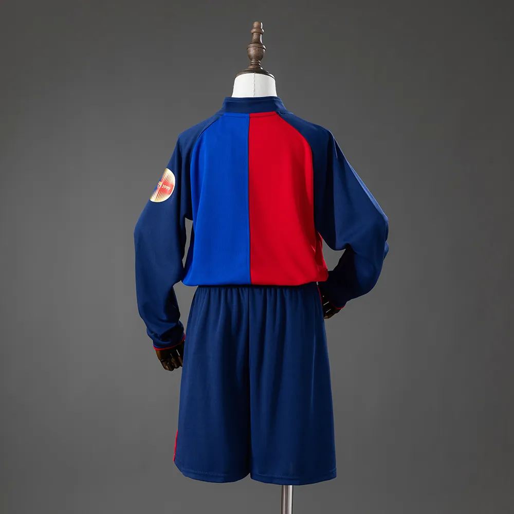 Barcelona 100th Anniversary Retro Long-Sleeve Kids Kit Jersey