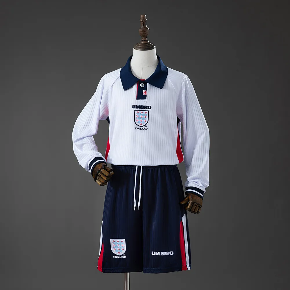 England 1998 Home Retro Long-Sleeved Kids Kit Jersey — 2/2