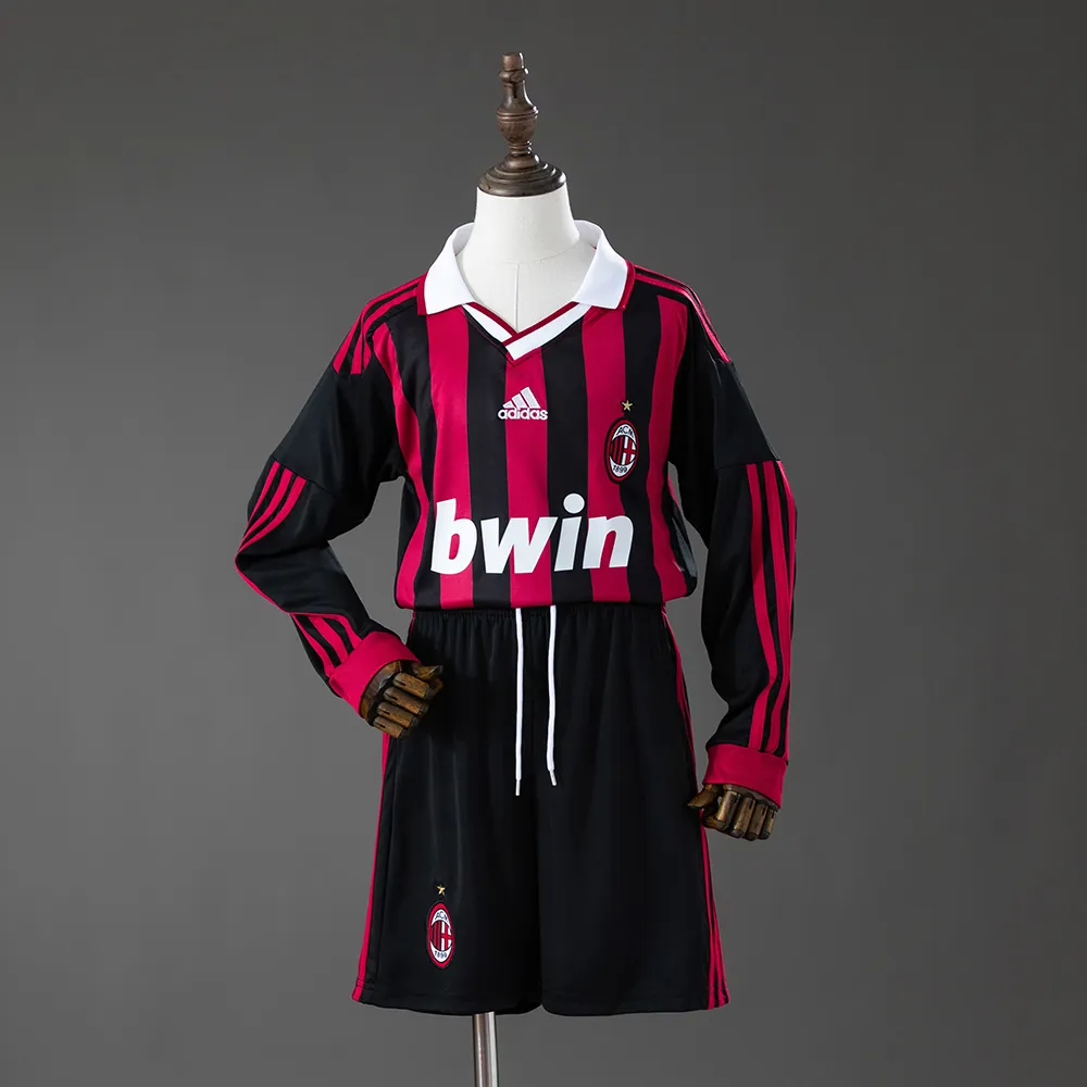 AC Milan 09/10 Home Retro Long Sleeve Kids Kit Jersey — 2/2