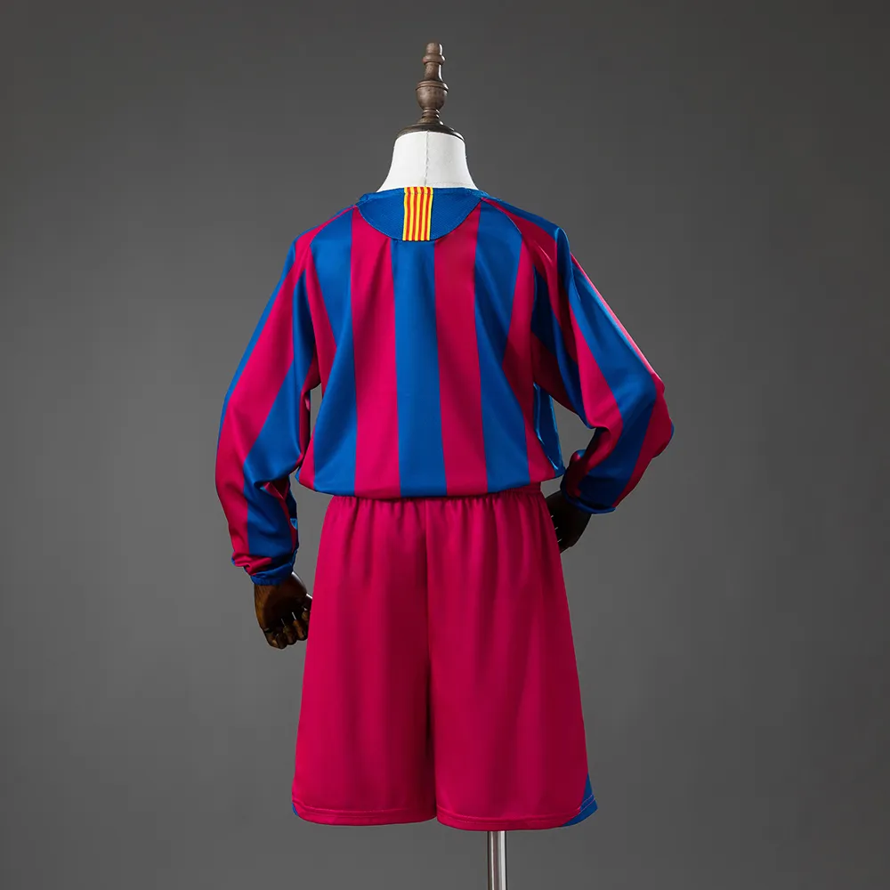 Barcelona 05/06 Home (League Edition) Retro Long Sleeve Kids Kit Jersey