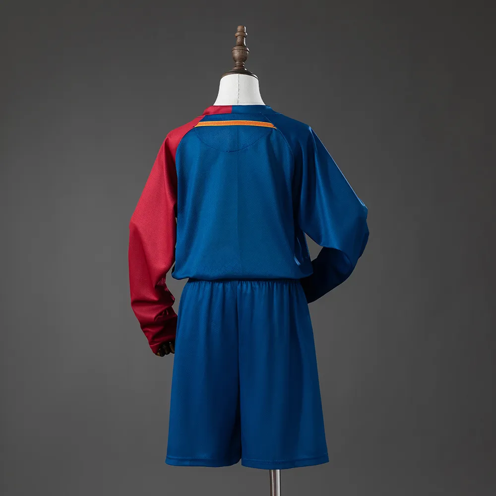 Barcelona 08/09 Home Retro Long Sleeve Kids Kit Jersey — 1/2