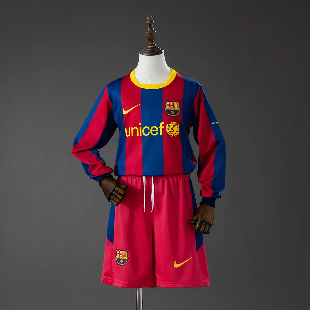 Barcelona 10/11 Home Retro Long Sleeve Kids Kit Jersey