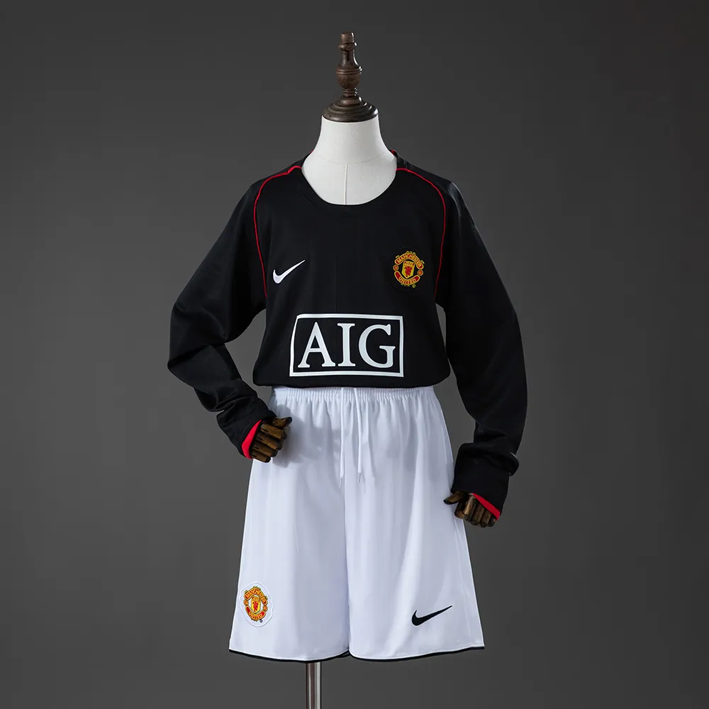 M-U 07/08 Away Retro Long Sleeve Kids Kit Jersey — 2/2