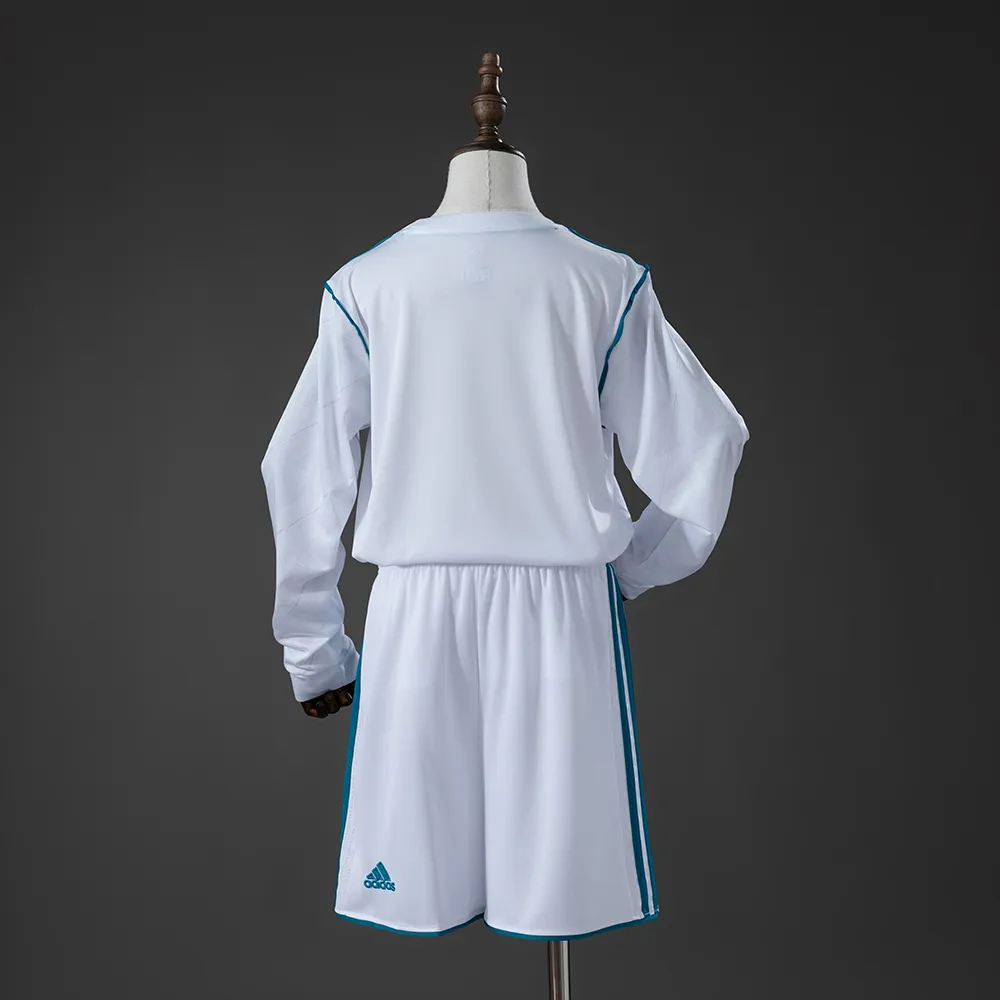 Real Madrid 17/18 Home Retro Long Sleeve Kids Kit Jersey — 1/2